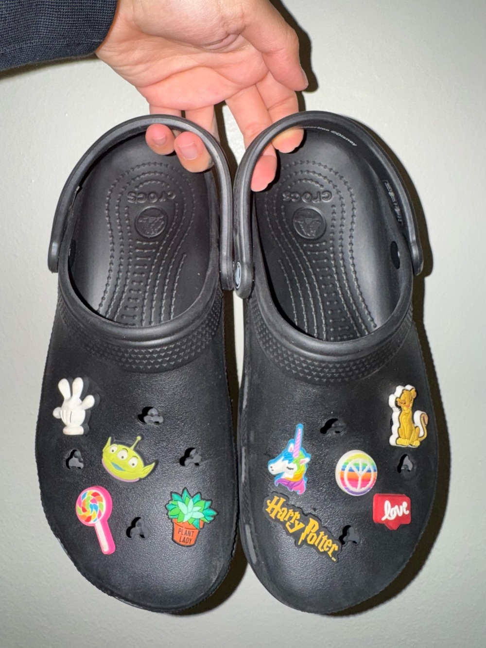 CROCS x Disney Black Classic Clog with Colorful Charm Jibbitz